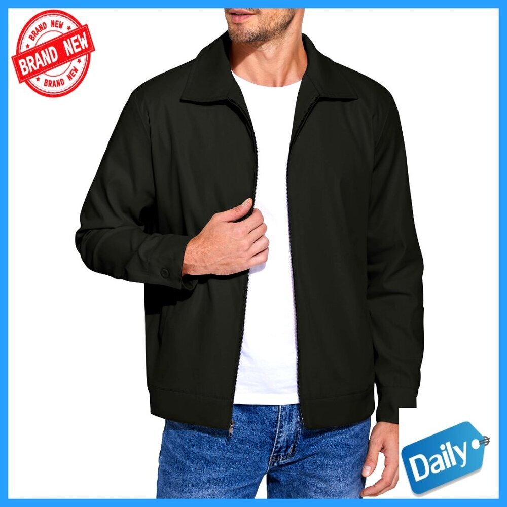 Lightweight Zip Up Eisenhower Jacket Casual Office Golf Outwear Classic Fit